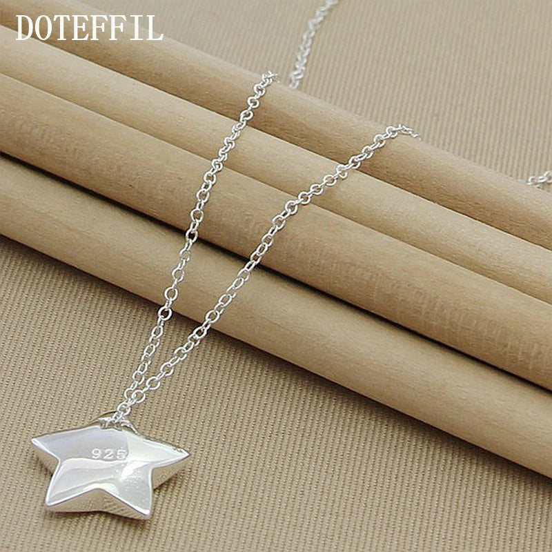 DOTEFFIL véritable 925 en argent Sterling étoile pendentif collier 18 pouces chaîne bijoux de mode collier pour les femmes offre spéciale