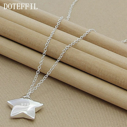 DOTEFFIL véritable 925 en argent Sterling étoile pendentif collier 18 pouces chaîne bijoux de mode collier pour les femmes offre spéciale