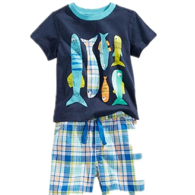 Ensemble de Vêtements 100% Coton pour Bébé Garçon de 2, 3, 4, 5, 6, 7 Ans, T-shirt et Pantalon en Forme de Crocodile Vert