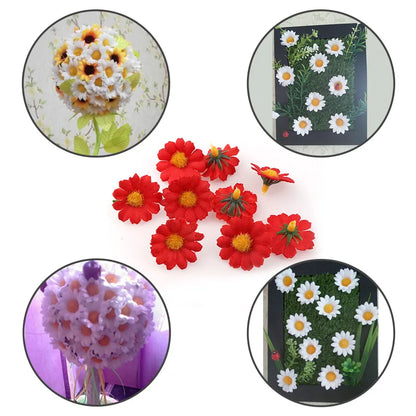 100 PC/lot 2.5 cm Mini marguerite fleur décorative fleurs artificielles en soie décoration de fête de mariage décor à la maison (sans tige) moins cher
