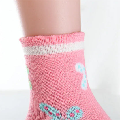 5 paires/lot printemps automne haute qualité filles chaussettes coton papillon couleur bonbon chaussettes pour filles 3- 12 ans enfants chaussettes