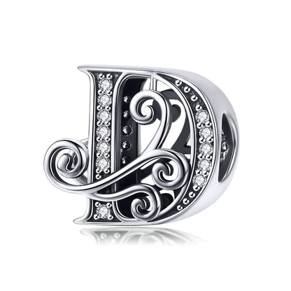 BAMOER classique 925 en argent Sterling lettre Vintage A à Z 26 lettre breloques ajouré CZ Alphabet perles ajustement bracelet à breloques BSC030
