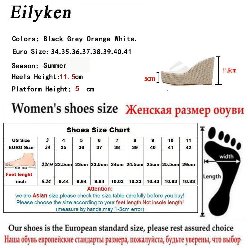 Eilyken été mode PVC gelée compensées plate-forme chaussons pour femmes sandales chaussures décontractées taille 34-40