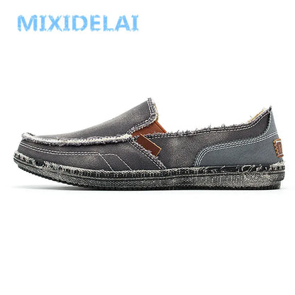 MIXIDELAI chaussures en toile classiques hommes 2025 chaussures paresseuses bleu gris vert toile mocassin hommes sans lacet mocassins lavé denim chaussures plates décontractées