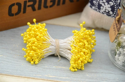 300 pièces fleur artificielle Double têtes étamine nacré artisanat cartes gâteaux décor Scrapbooking Floral pour la maison décor de fête de mariage