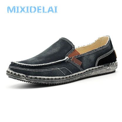 MIXIDELAI chaussures en toile classiques hommes 2025 chaussures paresseuses bleu gris vert toile mocassin hommes sans lacet mocassins lavé denim chaussures plates décontractées