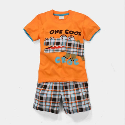 Ensemble de Vêtements 100% Coton pour Bébé Garçon de 2, 3, 4, 5, 6, 7 Ans, T-shirt et Pantalon en Forme de Crocodile Vert