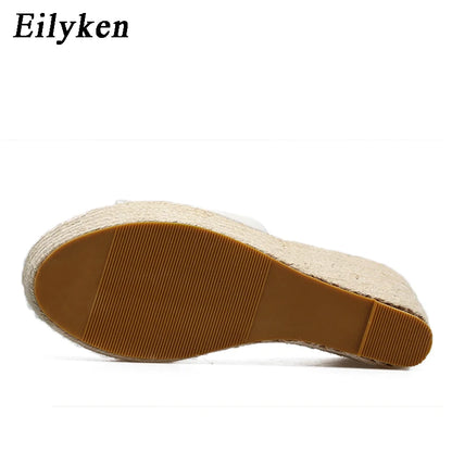 Eilyken été mode PVC gelée compensées plate-forme chaussons pour femmes sandales chaussures décontractées taille 34-40