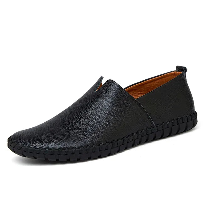 MIXIDELAI mocassins en cuir de vache véritable pour hommes mocassins faits à la main en cuir souple bleu sans lacet chaussure de bateau pour hommes grande taille 38 ~ 47