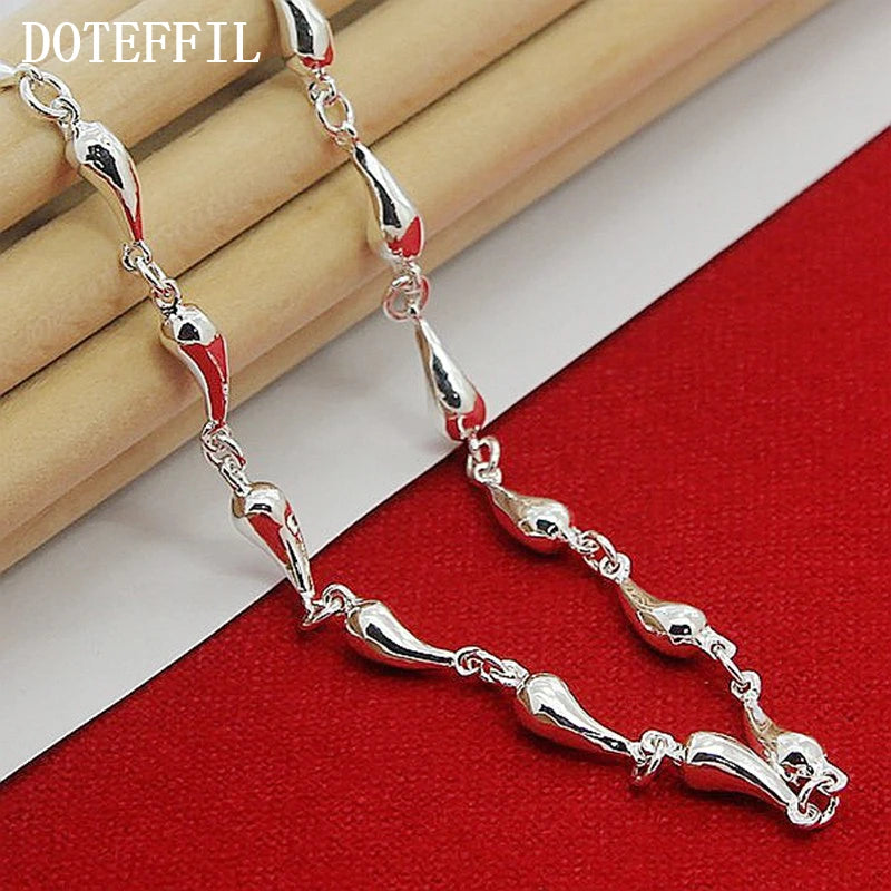 DOTEFFIL 925 en argent Sterling goutte d'eau pendentif collier pour femme 18 pouces chaîne bijoux de fiançailles de mariage