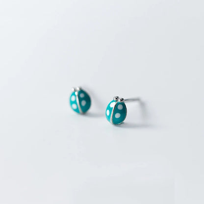MloveAcc 925 en argent Sterling mignon coccinelle boucles d'oreilles mode femmes émail insecte boucles d'oreilles pour filles enfants