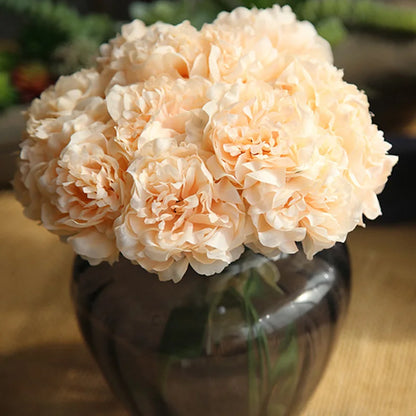 Bouquet d'hortensias artificiels en soie, fausses fleurs, pivoine en fleur, pour décorer la maison, pour le mariage, pétales blancs