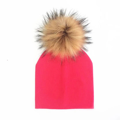 Automne enfants infantile enfant en bas âge raton laveur fausse fourrure pompon chapeau casquette pour enfants bébé garçons fille coton nouveau-né accessoires chapeau bonnet