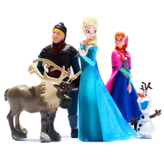 Figurines en PVC à l'effigie des personnages de la Reine des Neiges, les princesses Anna, Elsa, Kristoff, Sven, OlPG, idéal comme cadeau d'anniversaire, lot de 5 pièces