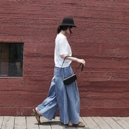 Jean en denim à taille élastique pour femme, pantalon décontracté, couleur unie, vintage, nouvelle collection 2022