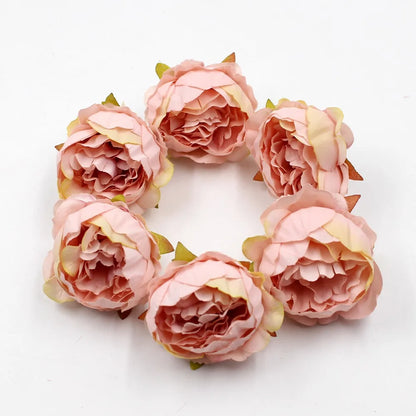 Têtes de pivoine artificielles en soie, 5 pièces, 5cm, fleurs artificielles, décoration de mariage, maison, couronne, Scrapbook, boîte-cadeau, fleur, artisanat fait à la main