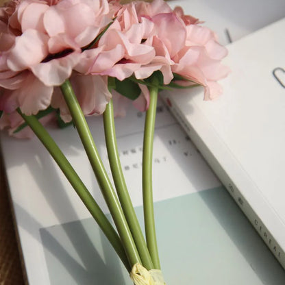 Bouquet d'hortensias artificiels en soie, fausses fleurs, pivoine en fleur, pour décorer la maison, pour le mariage, pétales blancs
