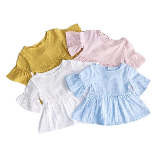 Chemisier à manches longues pour fille, haut en coton, décontracté, vêtements pour enfants, printemps et été