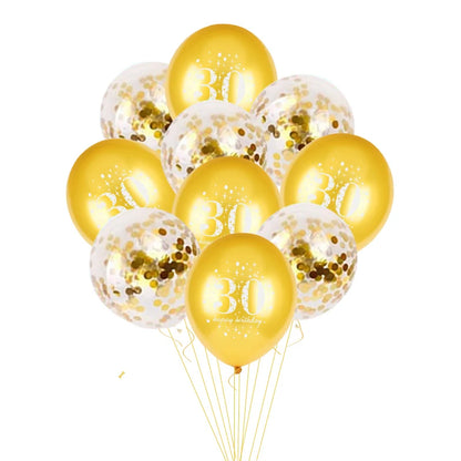 JOY-ENLIFE 10 pièces ballons confettis gonflables ballons en Latex de 12 pouces 30 40 50 60 ans fête d'anniversaire ballons à hélium en aluminium pour adultes