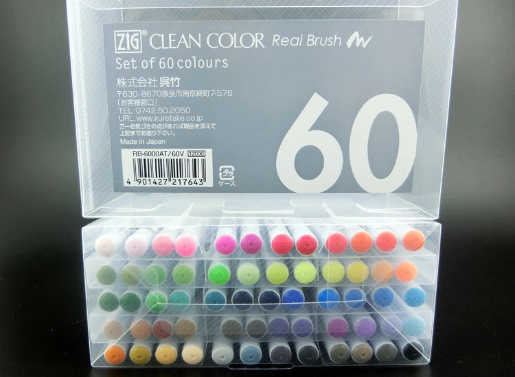 ZIG Kuretake Brosse Stylos Couleur Propre Brosse Réelle Ensemble RB-6000AT Japon