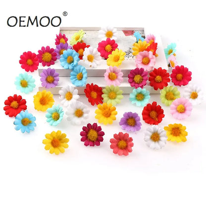 100 PC/lot 2.5 cm Mini marguerite fleur décorative fleurs artificielles en soie décoration de fête de mariage décor à la maison (sans tige) moins cher