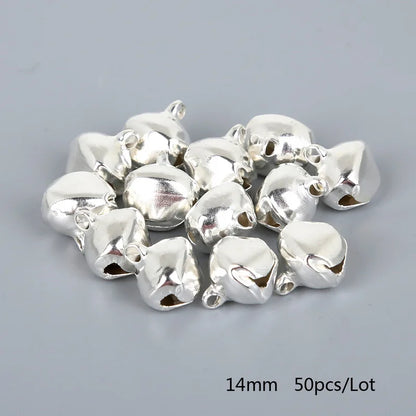 Cloches en fer pour perles argentées en vrac, 50 à 300 pièces/lot, fournitures de fête de Festival, décoration de noël, cadeau, accessoires artisanaux DIY