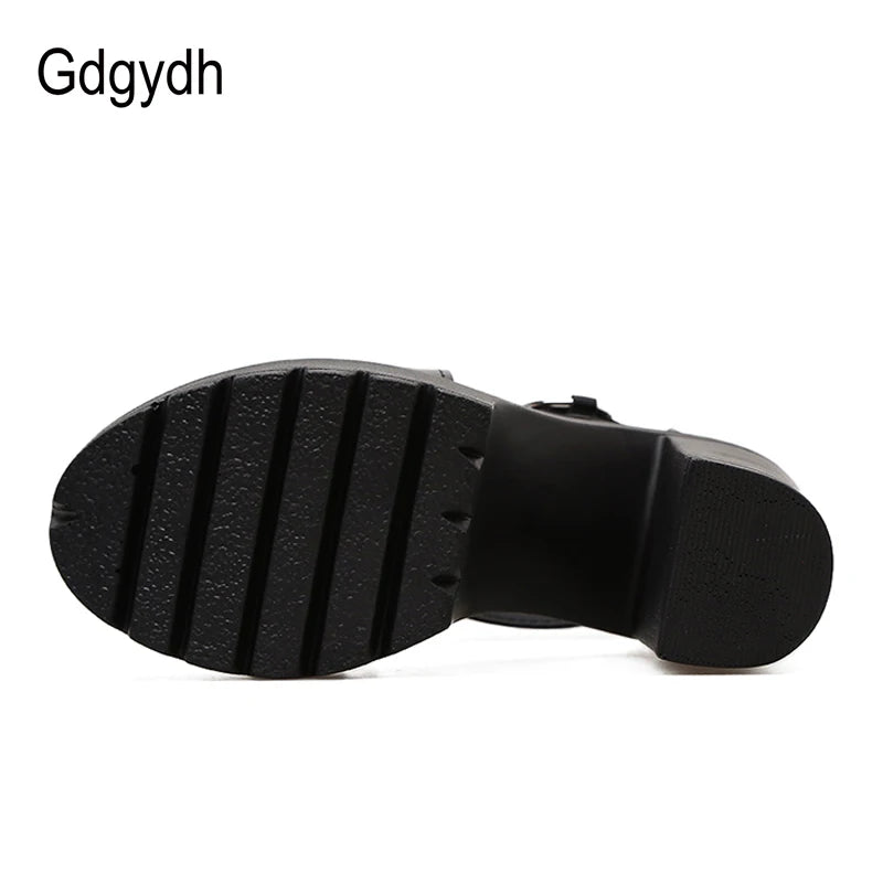 Gdgydh mode solide plate-forme femmes sandales chaussures d'été bout ouvert Style Rome talons hauts mode boucle gladiateur chaussures femme