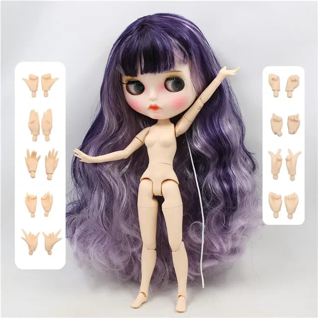 ICY DBS Blyth – poupée articulée 1/6, 30cm, peau blanche, mélange de violets, cheveux, visage mat, lèvres sculptées avec sourcils