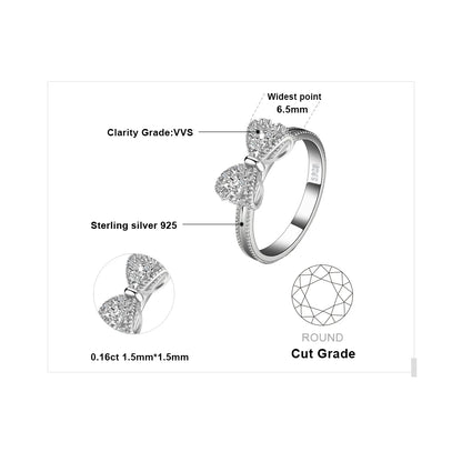 JewelpopPalace-Bague en argent regardé 925 avec nœud papillon pour femme, cubique, contre-indiqué, cadeau de bijoux à la mode