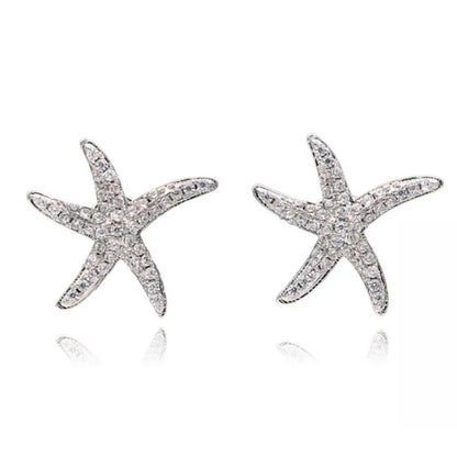 Nouvelle mode Anti-allergique 925 bijoux en argent Sterling Micro-intégré cristal étoile de mer personnalité boucles d'oreilles exquises