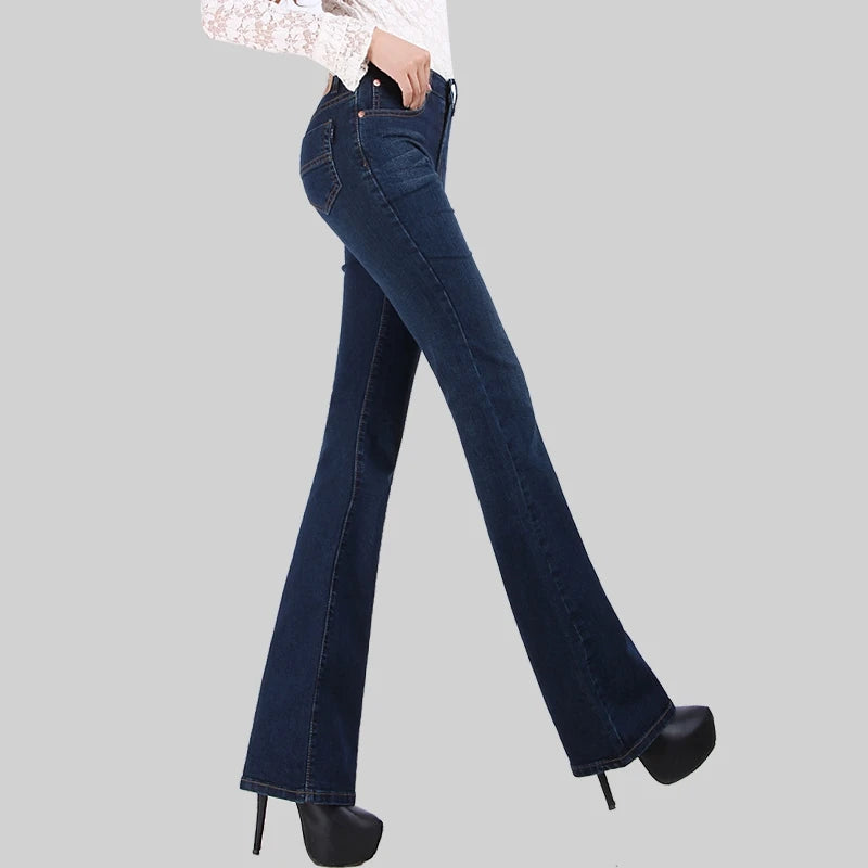 Jeans Astronomiques Cloche pour Femme, Pantalon Coupe Boot, Bureau, Taille Moyenne, Évasées sulf, FJSize 26-38, Automne, Promotion
