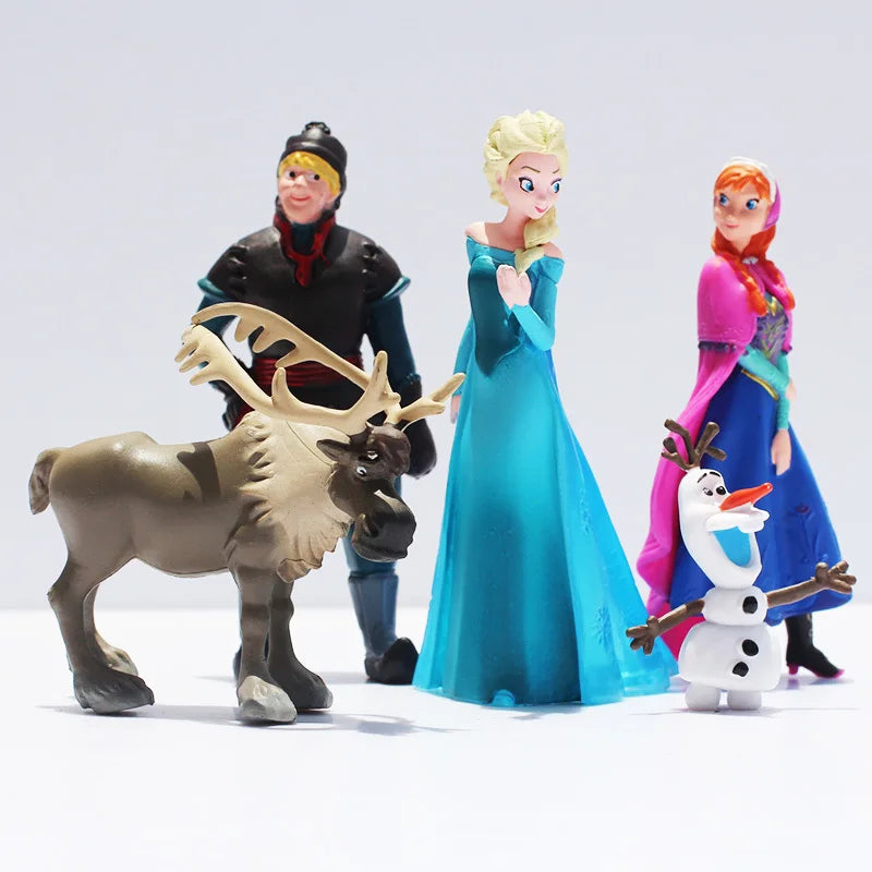 Figurines en PVC à l'effigie des personnages de la Reine des Neiges, les princesses Anna, Elsa, Kristoff, Sven, OlPG, idéal comme cadeau d'anniversaire, lot de 5 pièces