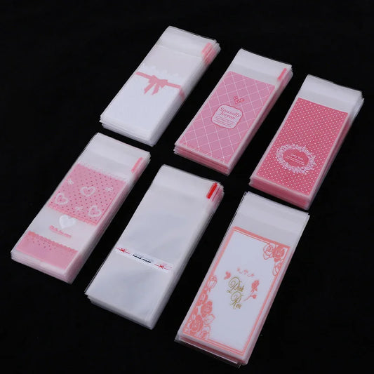 100 pièces/lot Mini emballage de biscuits en plastique 5x10 cm sacs d'emballage de cupcakes sacs auto-adhésifs opp sac cadeau sac de bonbons paquet de rouge à lèvres
