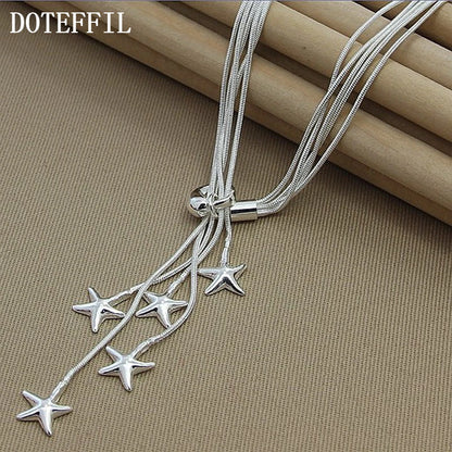 DOTEFFIL 925 en argent Sterling cinq serpent chaîne étoile de mer collier pour les femmes de fiançailles de mariage bijoux de mode