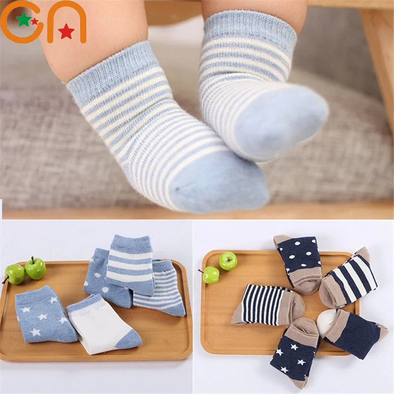 5 paires / lots de chaussettes en coton doux pour enfants garçons filles bébé bande de mode bande chaude automne hiver 0-8 ans chaussettes de dessin animé pour enfants