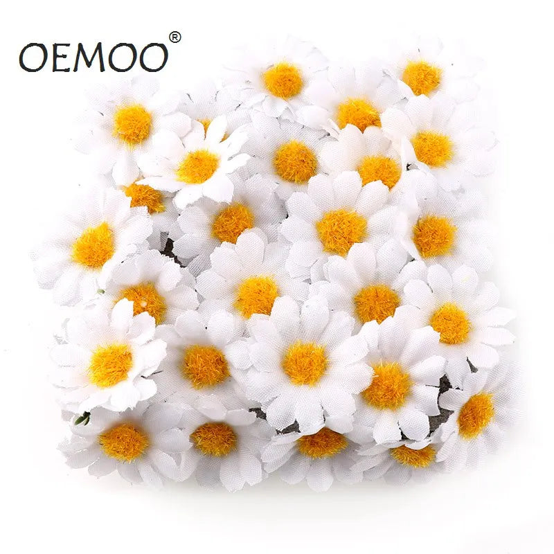 100 PC/lot 2.5 cm Mini marguerite fleur décorative fleurs artificielles en soie décoration de fête de mariage décor à la maison (sans tige) moins cher