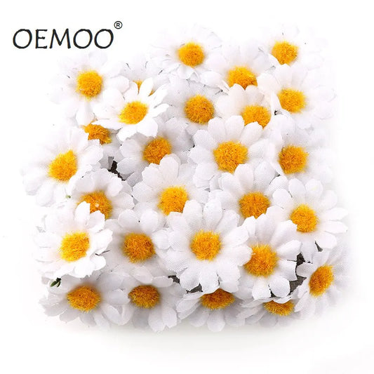 100 PC/lot 2.5 cm Mini marguerite fleur décorative fleurs artificielles en soie décoration de fête de mariage décor à la maison (sans tige) moins cher