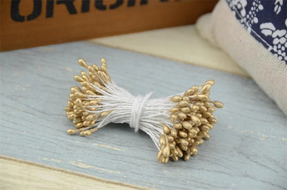 300 pièces fleur artificielle Double têtes étamine nacré artisanat cartes gâteaux décor Scrapbooking Floral pour la maison décor de fête de mariage
