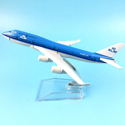 JASON TUTU 16 cm Boeing747 KLM Royal Dutch Airlines avion modèle d'avion en métal moulé sous pression 1/400 avions à l'échelle