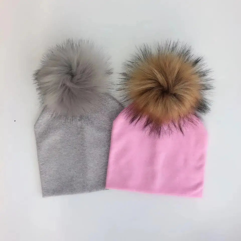 Automne enfants infantile enfant en bas âge raton laveur fausse fourrure pompon chapeau casquette pour enfants bébé garçons fille coton nouveau-né accessoires chapeau bonnet
