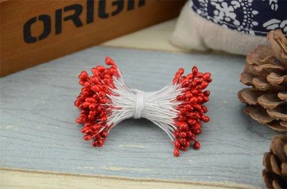 300 pièces fleur artificielle Double têtes étamine nacré artisanat cartes gâteaux décor Scrapbooking Floral pour la maison décor de fête de mariage