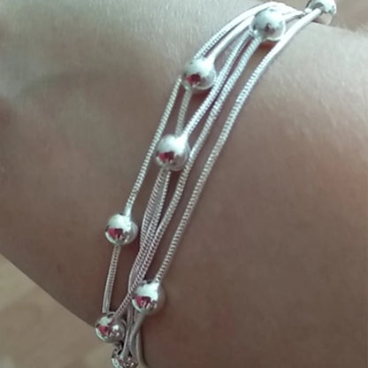 DOTEFFIL 925 en argent Sterling cinq serpent chaîne Bracelet lisse perle argent Bracelet mode femmes mariage fiançailles bijoux