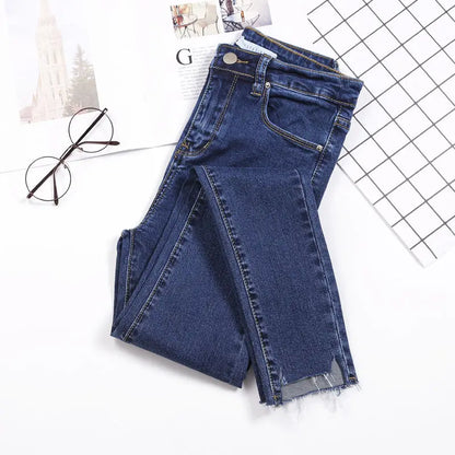 Jean skinny taille haute pour femme, pantalon en denim, leggings rétro, pantalon slim, surintendant ser, streetwear décontracté, longueur de rinçage