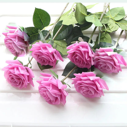 7 pièces vraie touche Rose branche tige Latex Rose main sensation feutre Simulation décorative artificielle Silicone Rose fleurs maison mariage