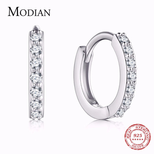 Petite boucle d'oreille créole en argent Sterling 925, 5 cristaux autrichien, éléments AAA ZC, boucles d'oreilles élégantes