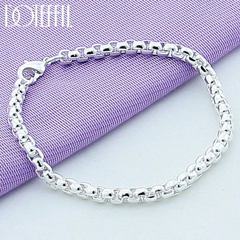 DOTEFFIL 925 en argent Sterling 18K or boîte ronde chaîne Bracelet pour les femmes mode charme mariage fiançailles fête bijoux