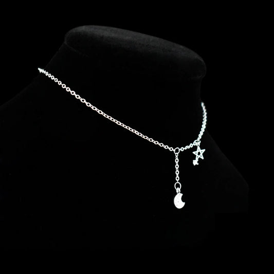 Bracelet en argent Sterling 925 en Zircon, étoile et lune, boucle de cheville, symbole Constellation, chaîne pour le pied, bijoux pour femmes et filles, cadeau, nouvelle tendance