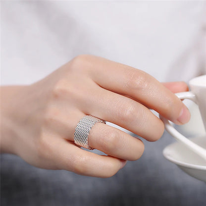 DOTEFFIL 925 en argent Sterling multi-ligne chaîne coeur collier Bracelet réseau anneau pour les femmes de mariage fiançailles fête bijoux
