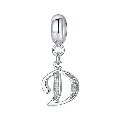 925 argent Sterling breloque perle Vintage Alphabet A-Z lettre pendentif breloques ajustement marque Bracelets colliers femmes bijoux à bricoler soi-même