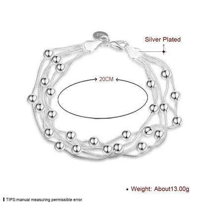 DOTEFFIL 925 en argent Sterling cinq serpent chaîne Bracelet lisse perle argent Bracelet mode femmes mariage fiançailles bijoux